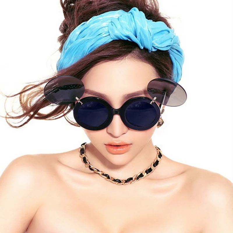 New Lady mouse Round Flip Up Paparazzi  Shades Gaga Party  Sunglasses Glasses