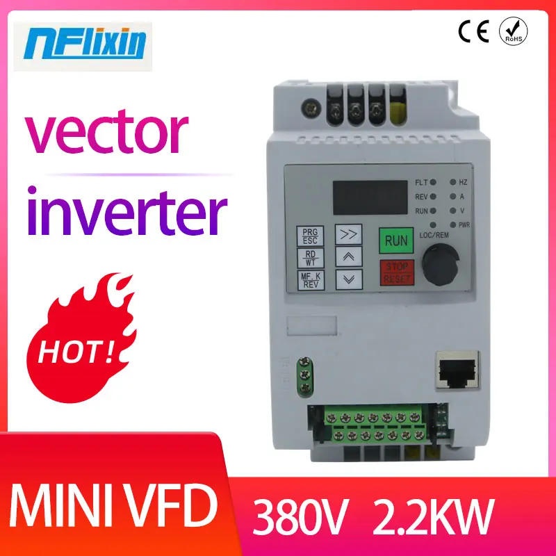 2.2kw 380v AC 5HP VFD Variable Frequency Drive VFD Inverter 3 Phase Input 3 Phase Output Frequency inverter spindle motor