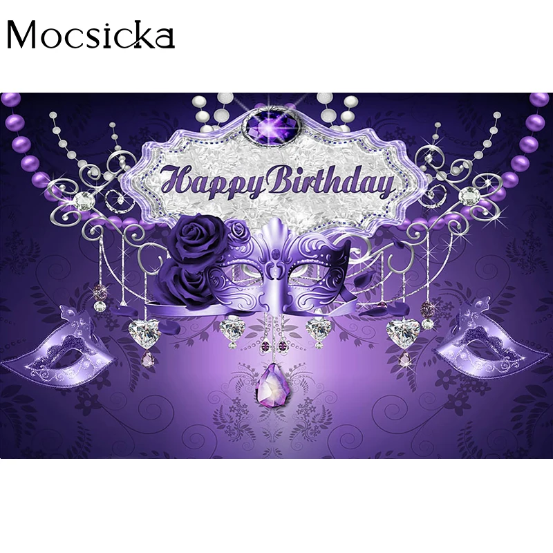 Mocsicka Latar Belakang Fotografi Selamat Ulang Tahun Alat Peraga Dekorasi Masker Mawar Ungu Latar Belakang Foto Pesta Dewasa Studio