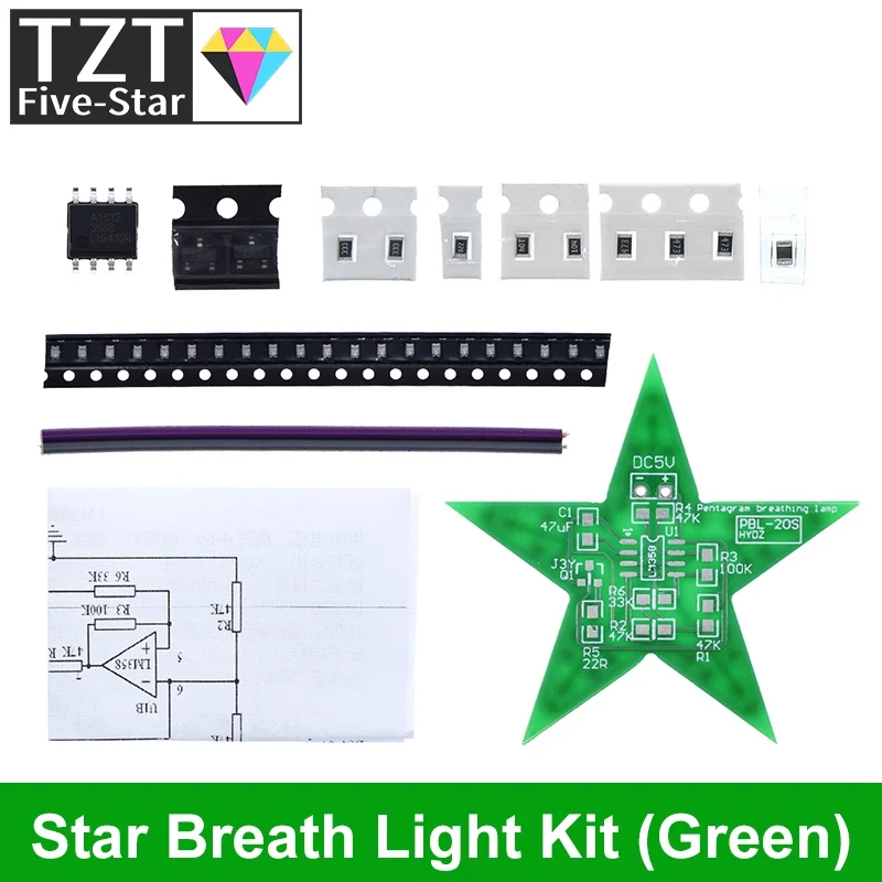 Schüler-Trainings-DIY-Kit Fünfzackiger Stern Atemlicht Farbwechsel-LED-Licht für Weihnachts-Löttraining Rot Grün Blau – Detail 4