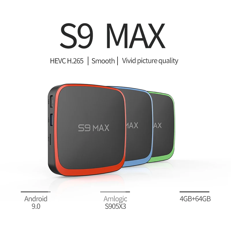 S9 Max X3 Smart TV Box Android 9.0 Amlogic S905X3 2.4G Wifi 2GB 16GB 3D Video 4k Media Player Voice Assistant HDR10 Set top box