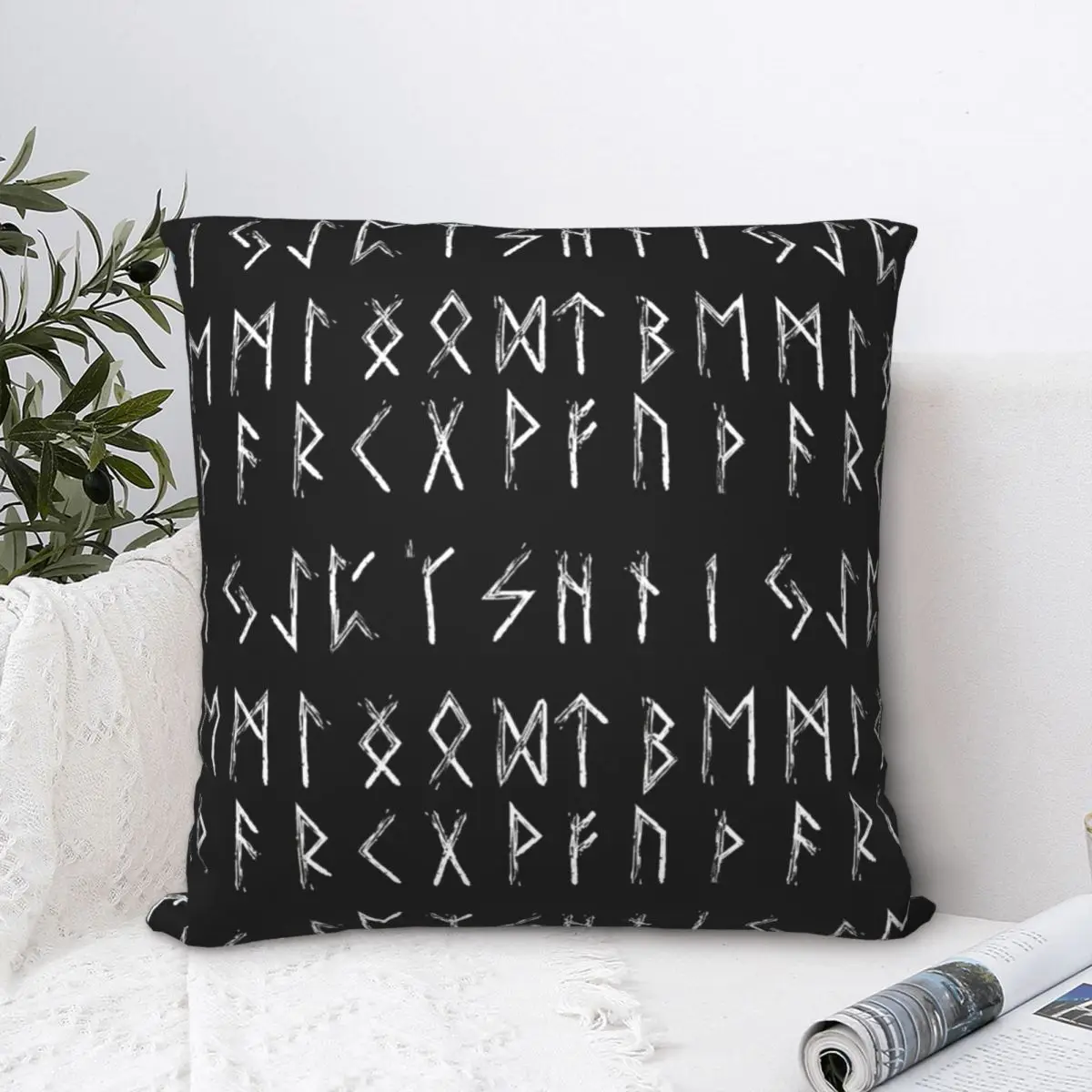 Futhark Runes Scarf Throw Pillow Case Viking Norse Mythology Short Plus Cushion Covers For Home Sofa Chair Decorative Backpack