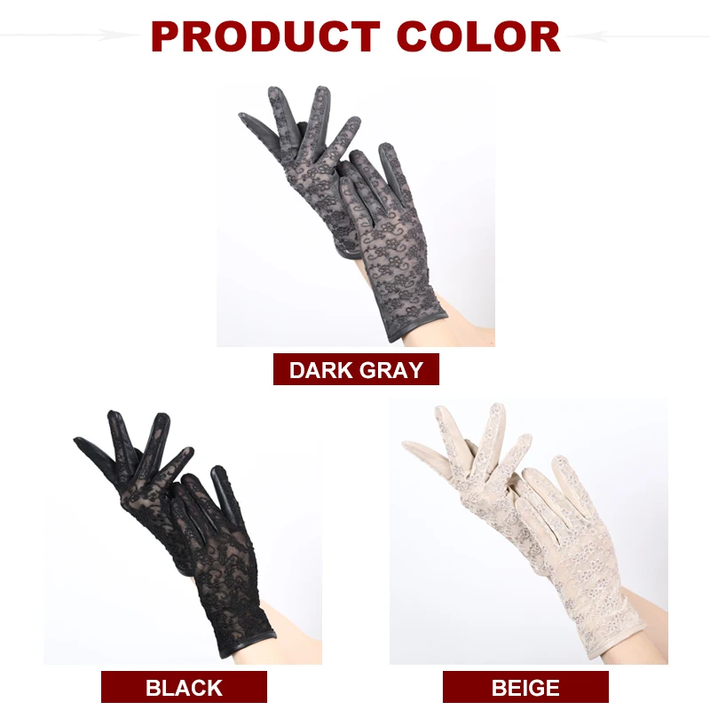 Sexy sheepskin lace gloves fashion drive leather gloves women multicolor women\'s leather gloves Comfortable-2016