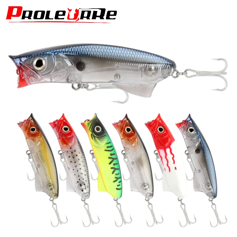 1Pcs Fishing Lures 8cm/11.5g Topwater Popper Bait Hard Bait Artificial Wobblers Plastic Fishing Tackle With 6# Treble Hooks