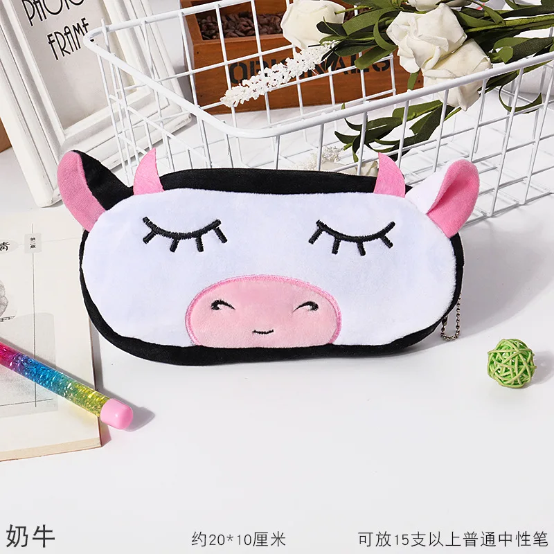 Cartone animato creativo studente animale borsa da donna mini chiave cambio borsa di immagazzinaggio simpatico portafoglio in peluche borsa per penna in peluche per bambini scatola regalo di cancelleria
