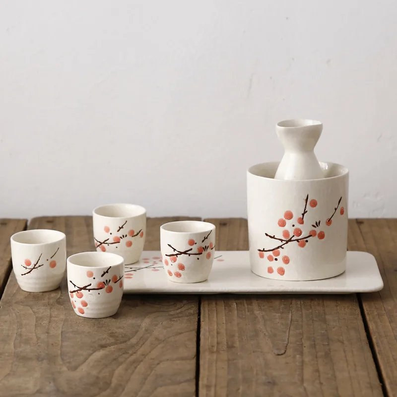 

Japanese-style Sake Set and Wind Small Wine Glass Dispenser Set One Mouthful White Wine Glass Sake Pot Chinese Ceramic Set