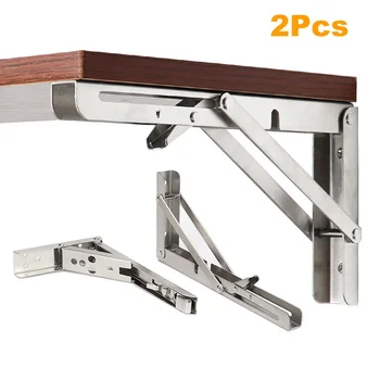 2pcs brackets 8-22 inch decorative wall mounted shelf bracket 304 stainless steel triangle support foldable table support