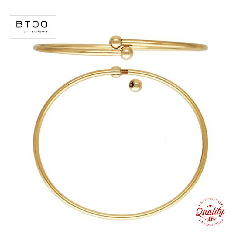 Bransoletka z pozłacanego 14-karatowym złotem, elastyczna, 7 cali, z kulkami z gwintem 2,3 mm, ręcznie robiona biżuteria, bransoletki w stylu boho, elementy do samodzielnego tworzenia biżuterii.