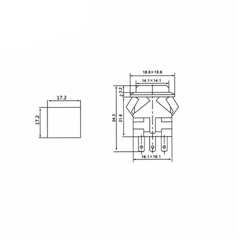 1pcs 17.2*17.2mm 3A/250V 6A/125V Snap-in 2NO2NC Momentary Square Push Button Switch With LED Light Plastic