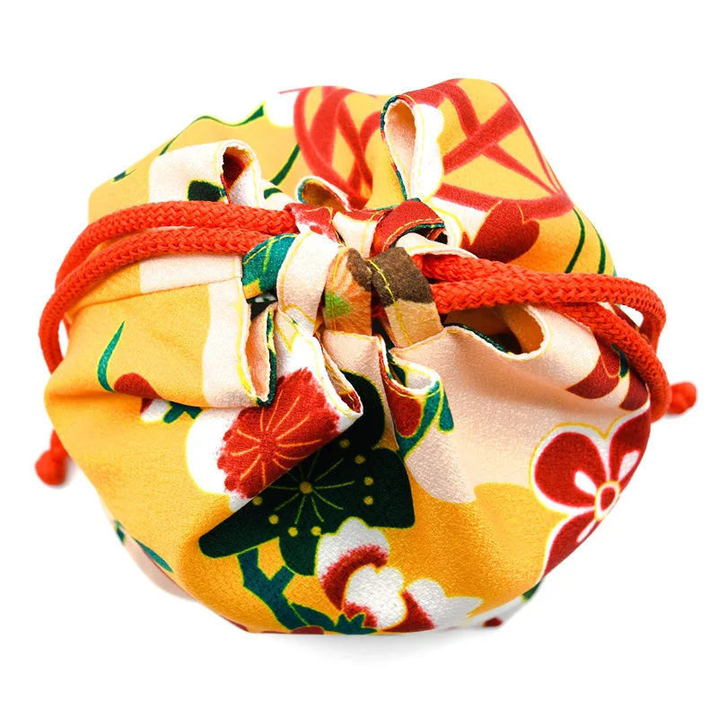 Kimono Traditional Japanese Style Tote Bag Women Kawaii Cartoon Floral Printed Yukata Handbag Harajuku Drawstring Bucket Gift