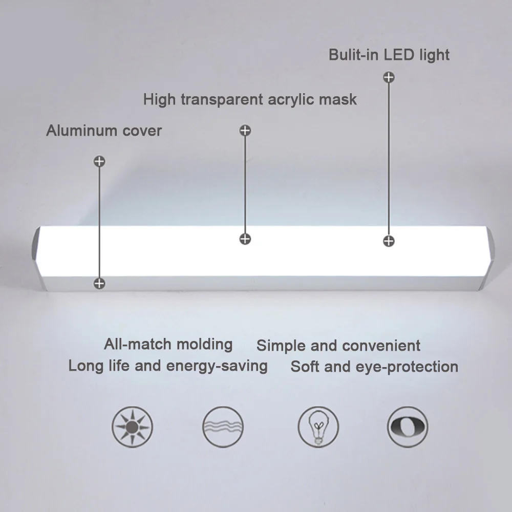 Wall Lamps Bathroom Led mirror light Waterproof 12W 16W 22W AC85-265V LED Tube Modern Wall lamp Bathroom Lighting