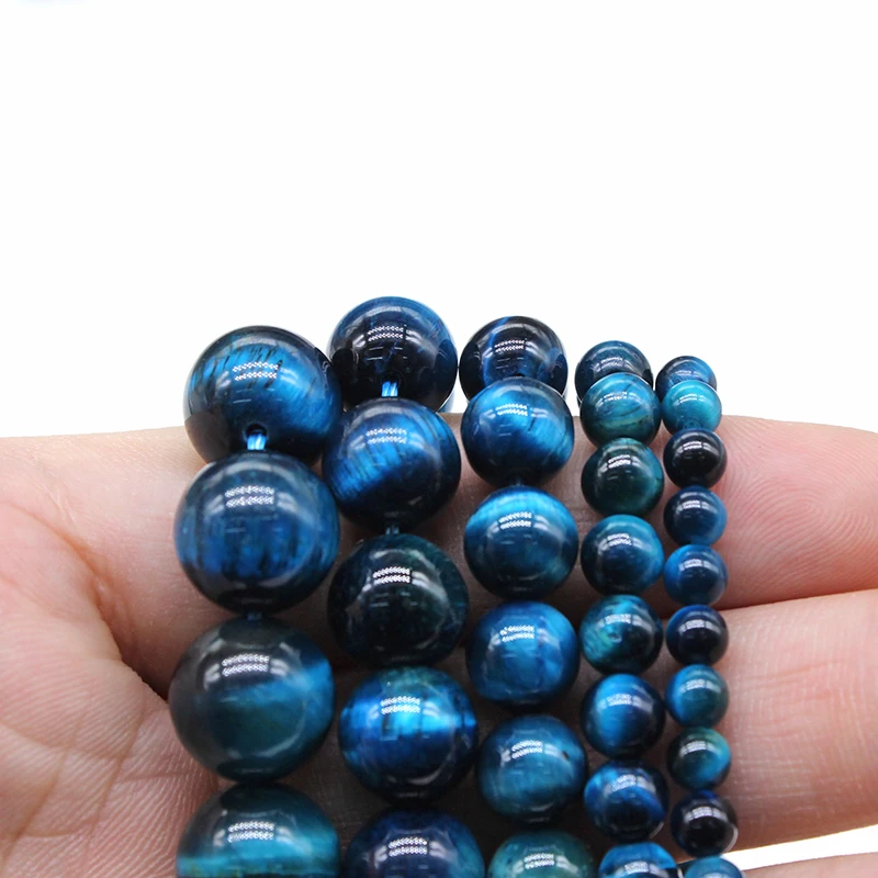 Wholesale AAA+ Natural Blue Tiger Eye Gem Stone Round Beads For Jewelry Making DIY Bracelet Necklace 4/6/8/10/12 mm Strand 15\'\'