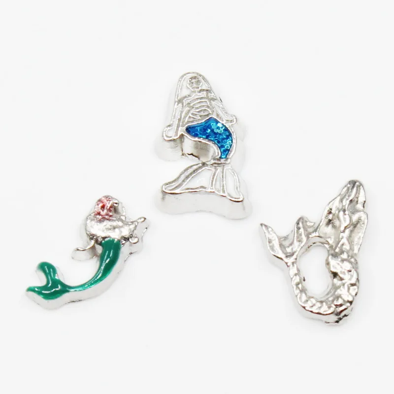 Mix Random 20pcs Whales Dolphins Turtles Mermaids Enamels Sea Animals Floating Charms For Glass Lockets Memory Pendant Jewelry