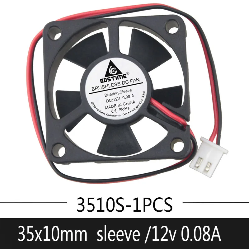 Gdstime 3510 sleeve 12V 2Pin 35mm 35x35x10mm Small Electric Motor DC Computer Laptop Cooling Cooler axial Fan