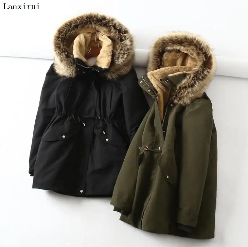 Winter Jacket Women With Large Fur Hooded New Female Long Winter Coat Parkas With Fur Lining Thick Warm Snow Wear