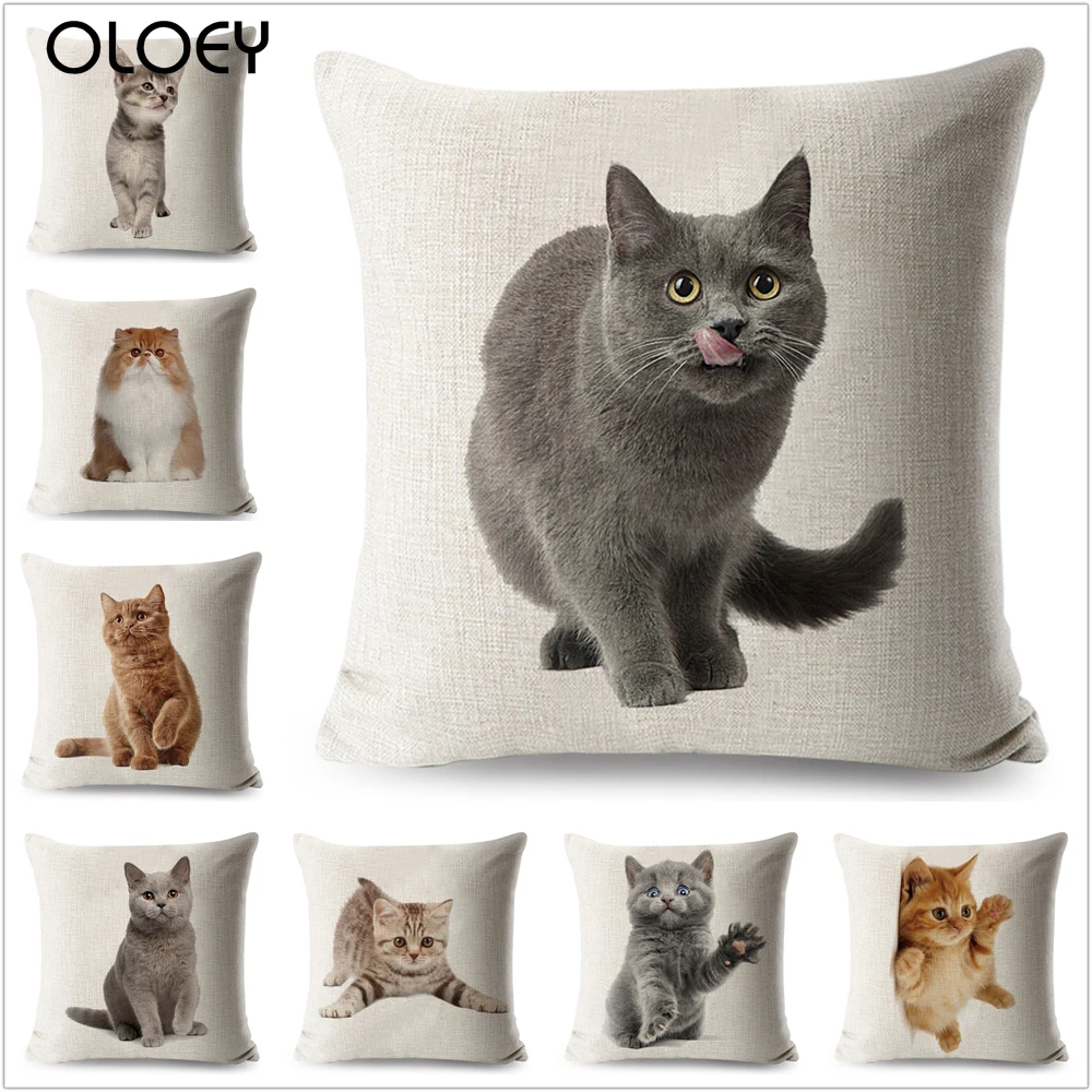 

Cushion Cover Loving Cute Cat Pillowcase Sofa Throw Pillows Cover Animal Printed Wedding Home Decorative Cojines Fundas