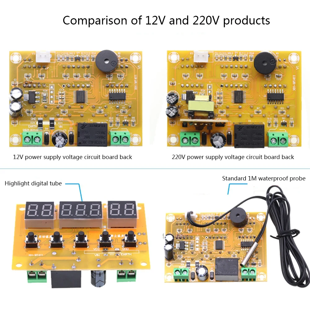 12V/220V 10A Digital LED Temperature Controller Thermostat Control Switch Sensor Thermoregulator W1411