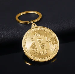 Llaveros de moneda de Bitcoin para hombres y mujeres, insignia de Banda de Música de alta calidad, llavero de Metal, regalo de coleccionistas conmemorativo, 3 colores