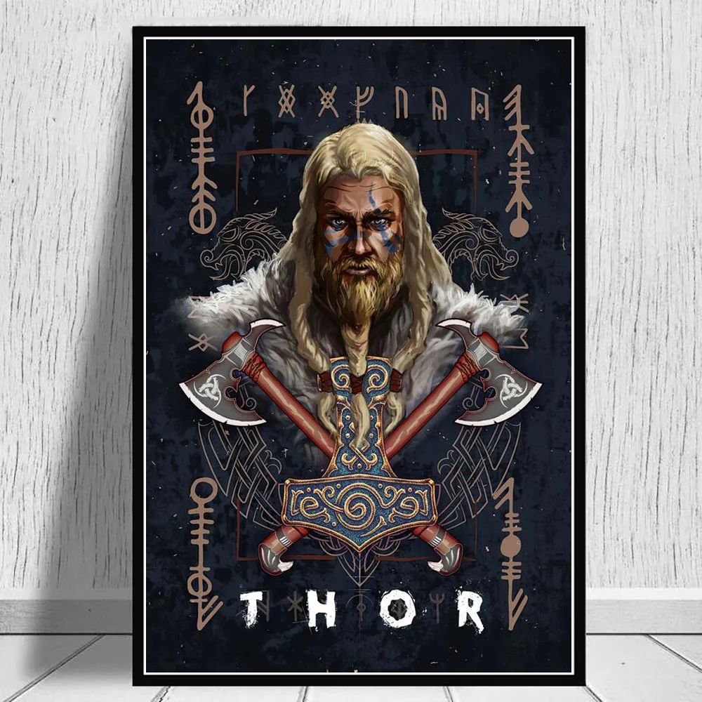 Norse Mythology Asgard God Canvas Pictures Posters And Prints Odin Thor Wall Art Painting For Living Room Cuadros Decoration