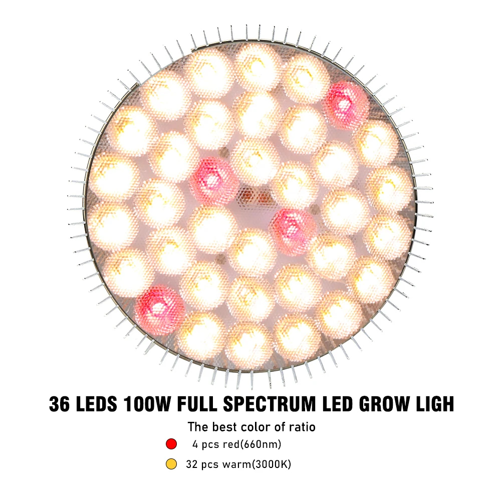 Lâmpada de led de 100w para cultivo e27, espectro completo, lâmpada led para cultivo interno de hidroponia, cultivo de flores e plantas