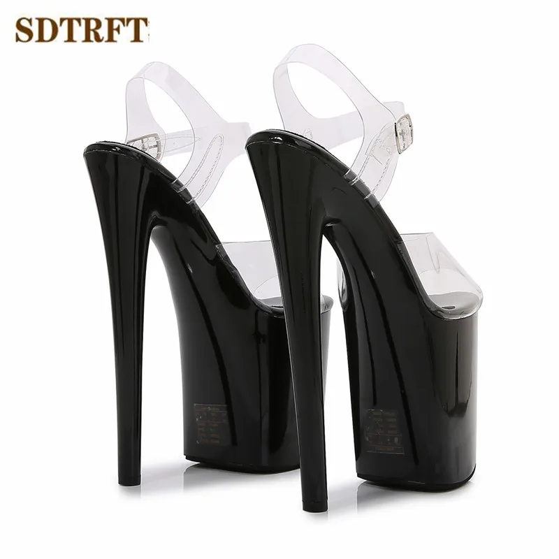 SDTRFT Multicolor Fashion Red Shoes Woman Sexy Transparent Platforms Pumps Open Toe 20cm Ultra Thin High Heels Platform Sandals