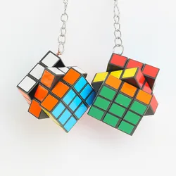 New Funny Colorful 3D Magic Cube Drop Earrings For Women Girls Geometric Speed Cube Resin Dangle Earrings Punk Cool Jewelry