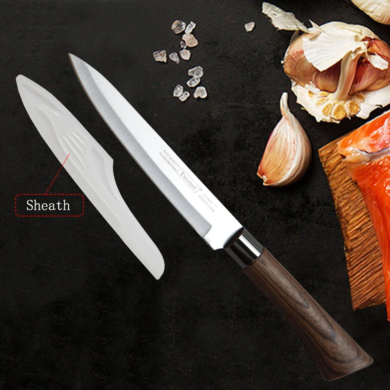 3Cr14MoV Stainless Steel Paring Utility Knife Portable Fruit Kitchen Knives & PP Case Meat Vegetable Peeling Cutting Chef Tools