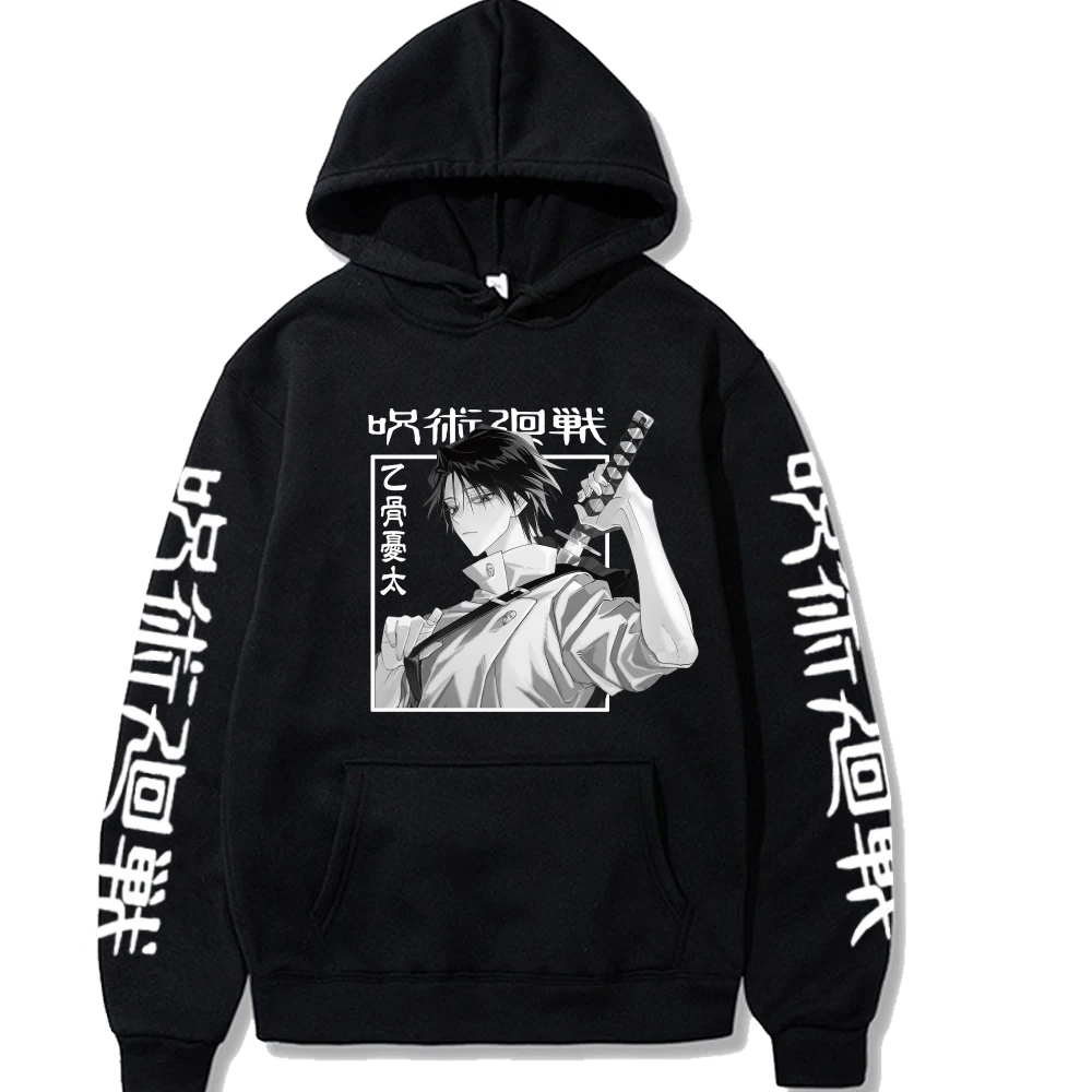 Woemn Men Hoodies Hot Anime Printed Yuta Okkotsu Pullovers Oversize Long Sleeves Hooded Sweatshirt Unisex Tops Korean Version