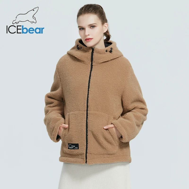 icebear 2023 winter new women\'s jacket short cotton coat polar fleece jacket unisex brand clothing MWC20966D