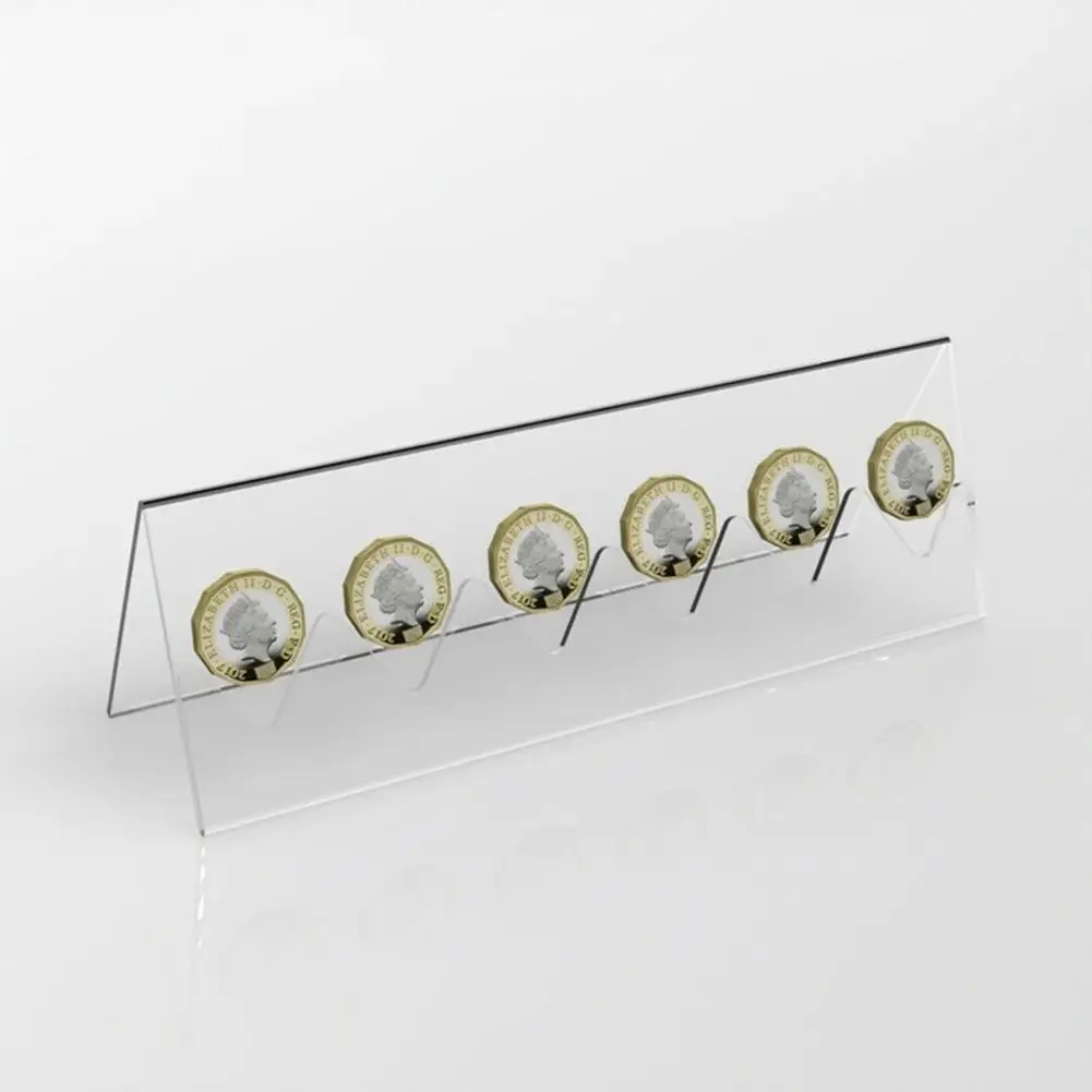 6-Slot Clear Acrylic Commemorative Coin Display Rack Holder Stand for Collector