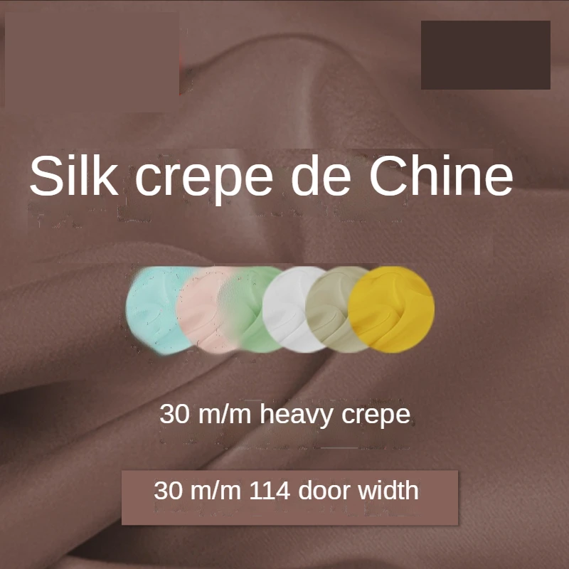 

Heavy Crepe De Chine Silk Fabric By The Meter for Sewing Clothing Dresses Inelastic Anti-wrinkle Matte Soft Wearable Plain Black