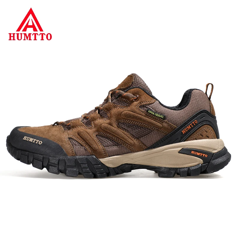 HUMTTO Waterproof Hiking Shoes For Men Outdoor Trekking Shoes Genuine Leather Mountain Boots Breatable Light Men Sports Sneakers