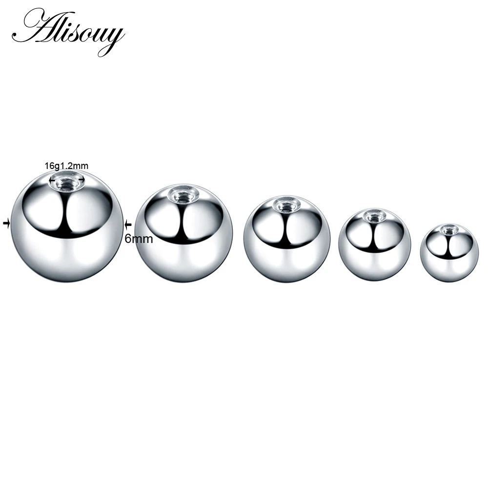 Alisouy 10pcs 14G/16G Mix Colors Stainless Steel Replacement Ball Bead Lip Eyebrow Tongue Ear Tragus Belly Body Piercing Jewelry