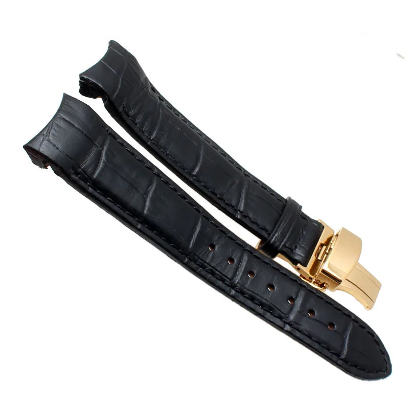 Curved end men\'s watchband for Citizen BL9002-37 05A BT0001-12E 01A watchstrap genuine leather with butterfly buckle 20 21 22mm