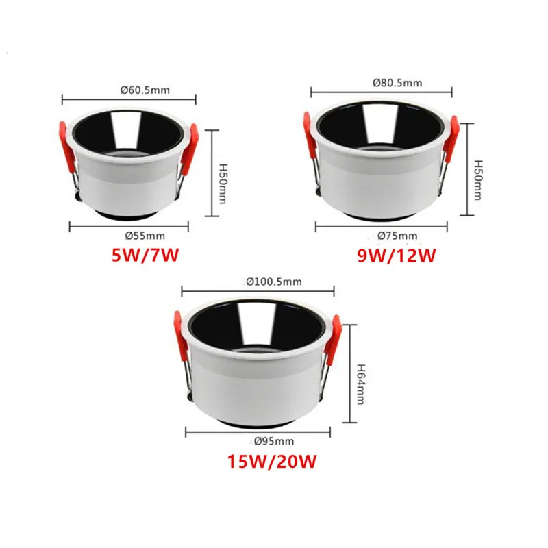 Embedded Dimmable Led 5W7W9W12W15W Downlight Round Light AC220 240v Lamp Ceiling Light Spot Led Embutir TV Background Room Foyer