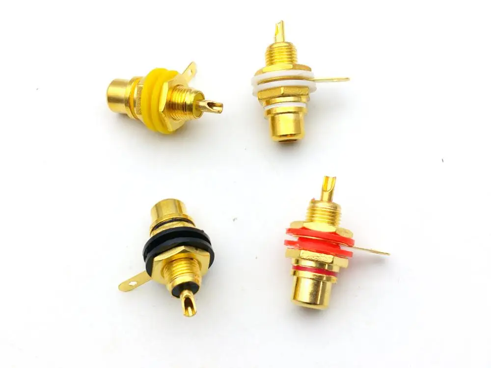 10pcs Gold Plated RCA Female Jack Panel Mount Chassis Socket adapter