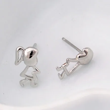 REETI 925 sterling silver Boy girl cartoon Stud Earrings for Women Elegant Wedding Jewelry pendientes mujer moda 2019 Brincos