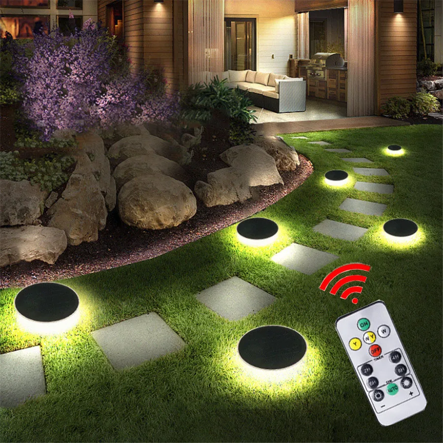 

Outdoor Garden Solar Pathway Ground Lights With Remote Security Glassland Lawn Bollards Lamp Patio Backyard Solar Pillar Lamps