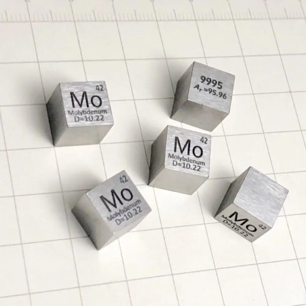 

5 pcs Molybdenum Mo Carved Element Periodic Table Cube 10mm 99.95%