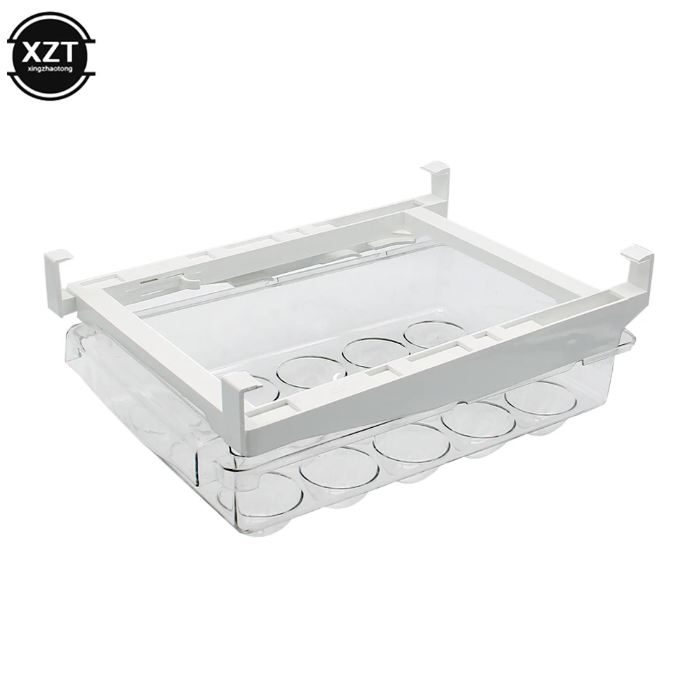 New Kitchen Fruit Food Storage Box Plastic Clear Fridge Organizer Slide Under Shelf Drawer Box Rack Holder Refrigerator Drawer