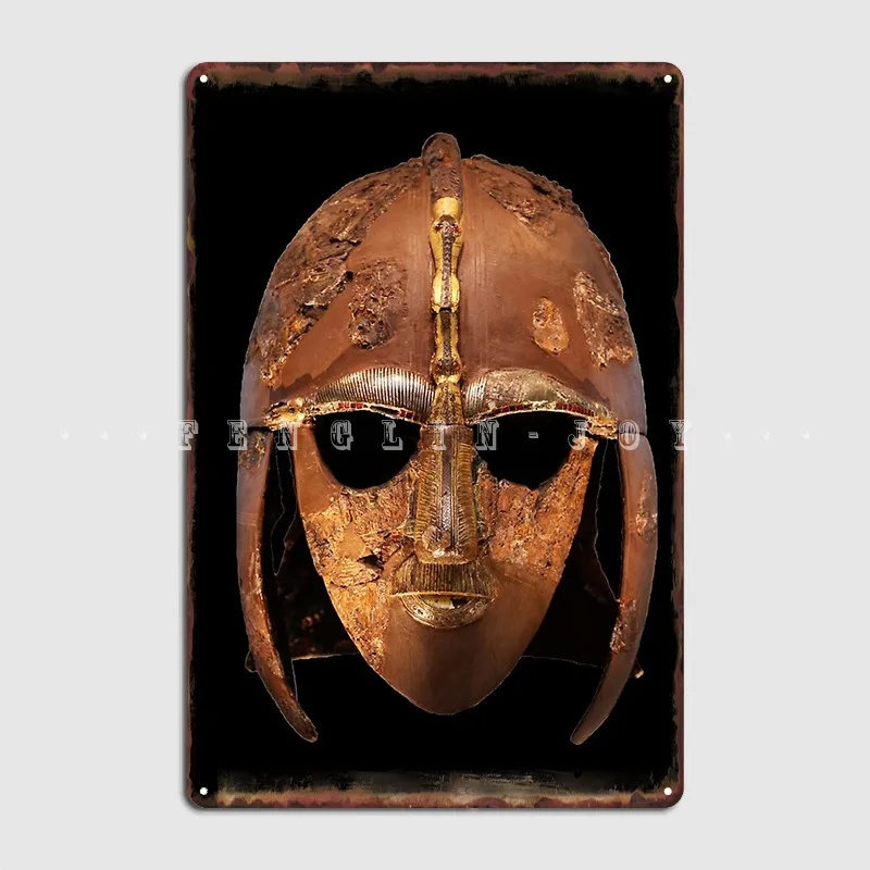 Helmet. Anglo Saxon. Sutton Hoo. King Raedwald Of East Anglia Metal Sign Pub Party Retro Plaques Tin Sign Poster