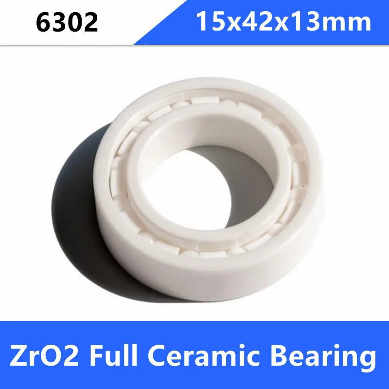 4/10pcs 6302 full Ceramic ball bearing 15x42x13 mm Zirconia ZrO2 ceramic bearings 15*42*13mm