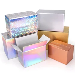 Colored paper box, gold and silver laser box, corrugated paper material postal small paper box, express packaging box
