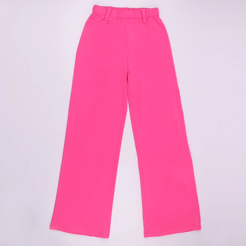 Neon Pink Fashion Loose Wide Leg Pants Women Casual High Waist Long Trousers Pantalones Anchos 2023 New Ladies Autumn Sweatpants