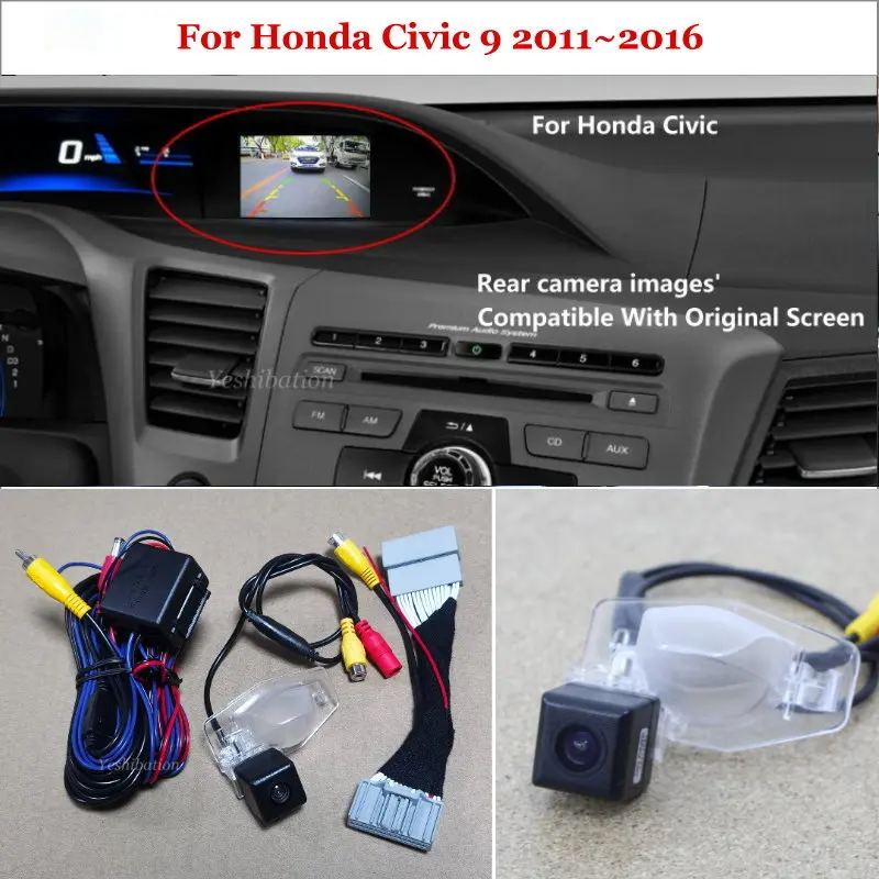 Yeshibation telecamera retrovisiva per cavo adattatore 32pin per Honda Civic 9 2011 ~ 2016 telecamera retromarcia compatibile con schermo originale