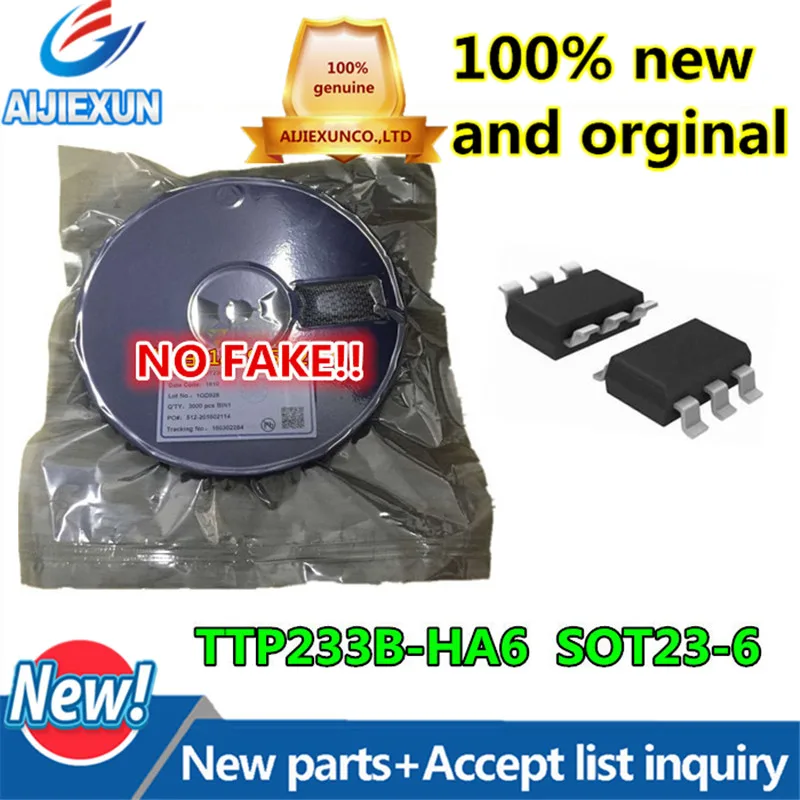 10Pcs 100% New and original TTP233B-HA6 SOT23-6 Single key touch detection IC TTP233 large stock