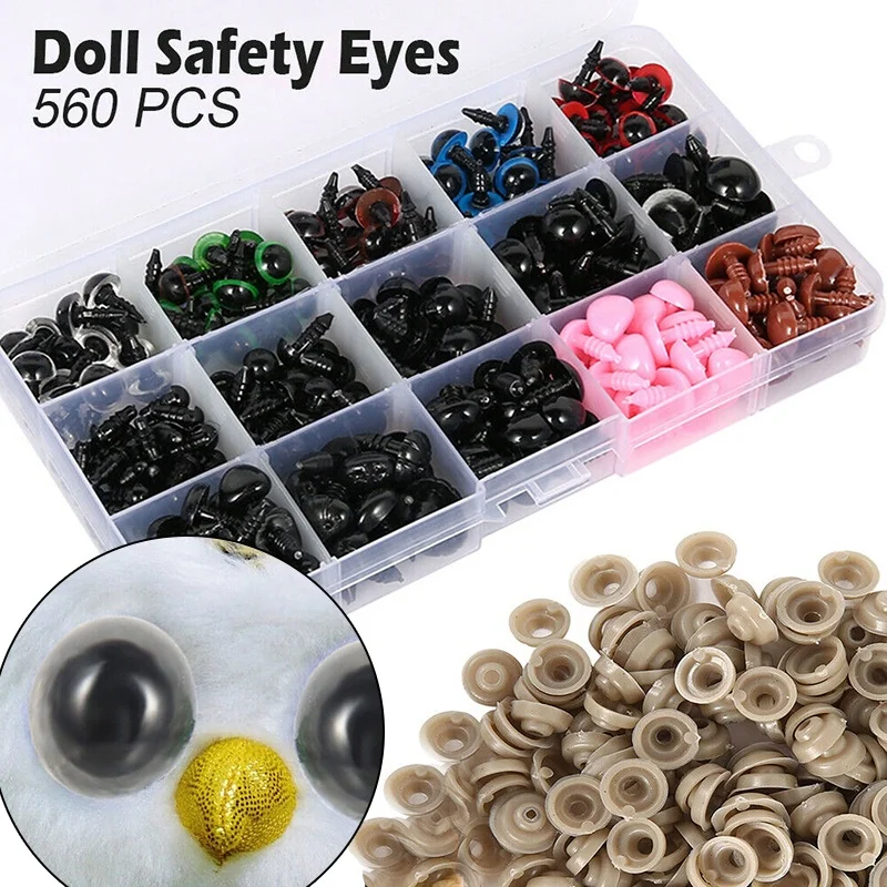 560pcs Eyeball Doll Accessories Black Plastic Plush Safety Eyes Amigurumi For Toys 6mm 8mm 10mm 12mm DIY Funny Toy Eyes Animal