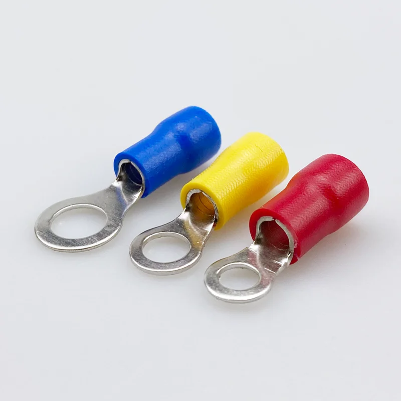 100Pcs/Set RV1 RV2 RV3 Isolierte Blau Ring Terminals Draht Kabel Elektrische Crimp Anschlüsse 16-14 AWG kit M1.25/M2/M 3,5