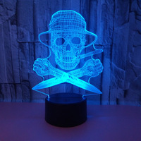 Halloween Skull Lamp Led Night Light for Room Decor Halloween Gift for Kids Children Colorful Touch 3D Table Lamp Bedside Lights