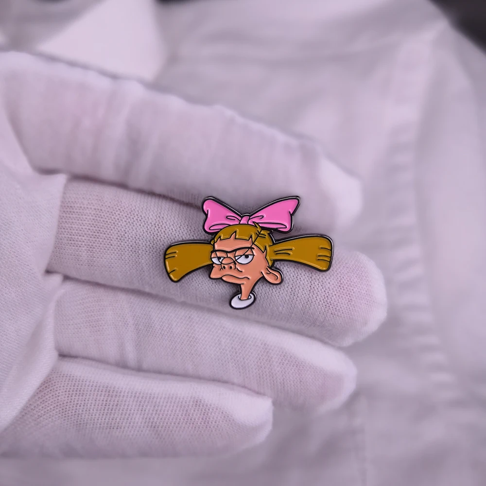 Helga Enamel Pin Arnold G.pataki Brooch the jungle cartoon movie accessory